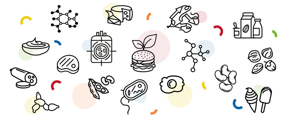 A collection of icons reffering to alternative proteins