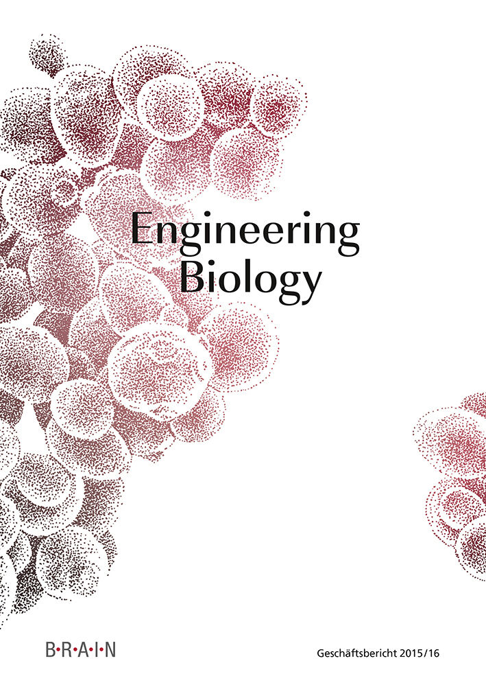 Cover des BRAIN Geschäftsberichts 2015/16 „Engineering Biology“