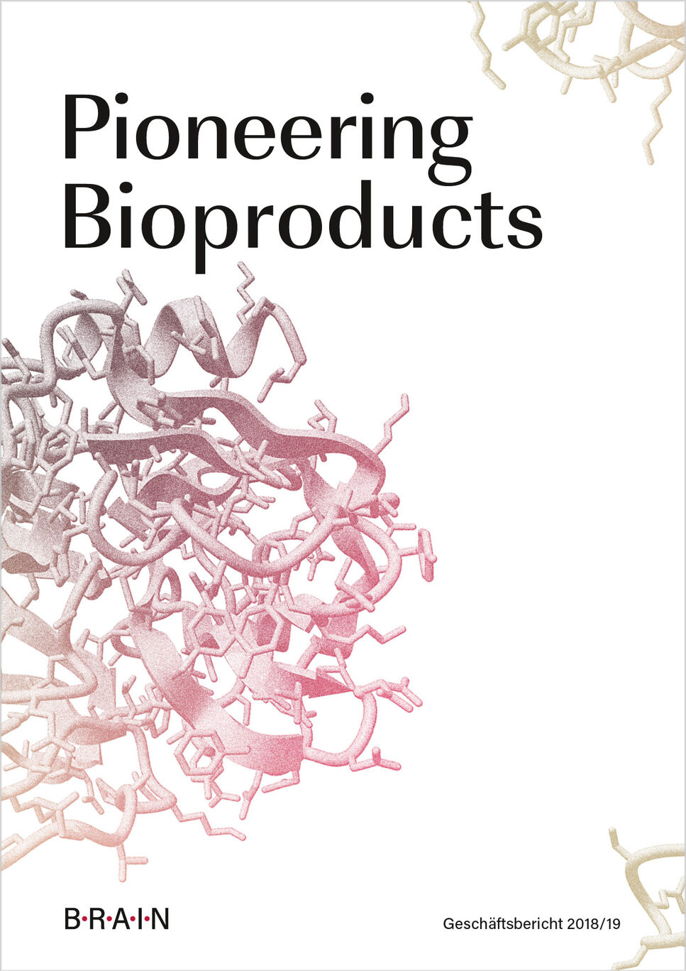 BRAIN Geschäftsbericht 2018/19 mit dem Titel „Pioneering Bioproducts“ Cover